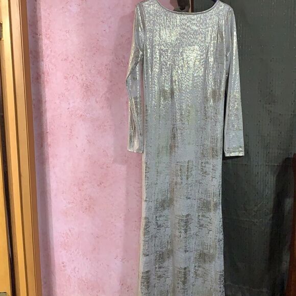 NWT BEAUTIFUL XL PINK BLUSH MAXI LONG SLEEVED GOLD MATERNITY DRESS W/SIDE RUCHE - Picture 7 of 9